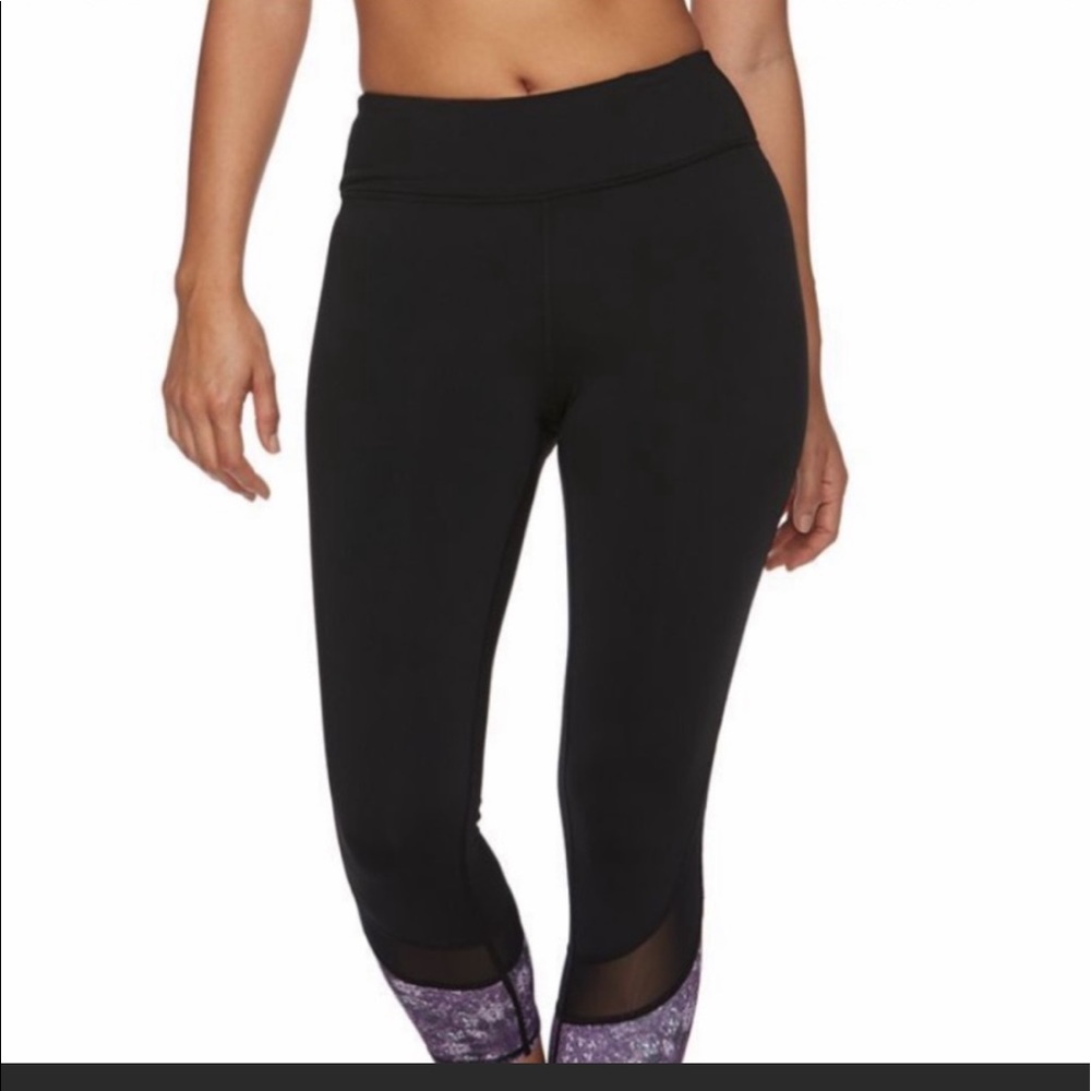 Gaiam OM mesh leggings yoga black/purple sz S